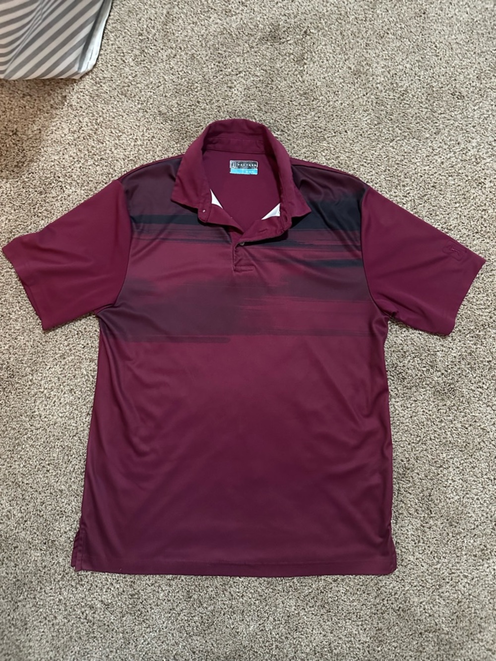 PGA Tour Maroon Polo with Black Gradient Stripes